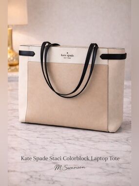 NEW Kate Spade Staci Colorblock Laptop Tote in Saffiano Leather